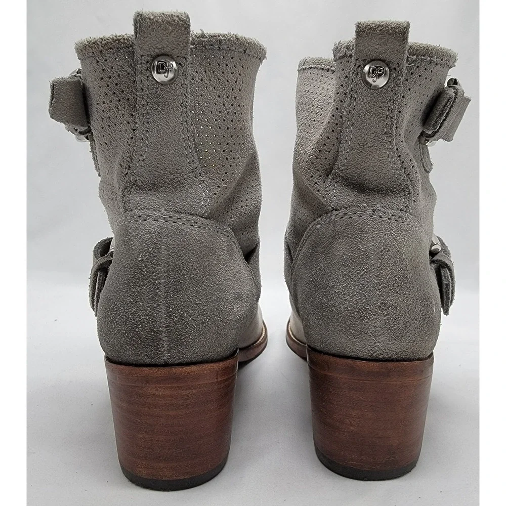 Donald J. Pliner Gray Suede Leather Buckle Ankle Boots Western Women Size 7.5 M - Picture 8 of 14